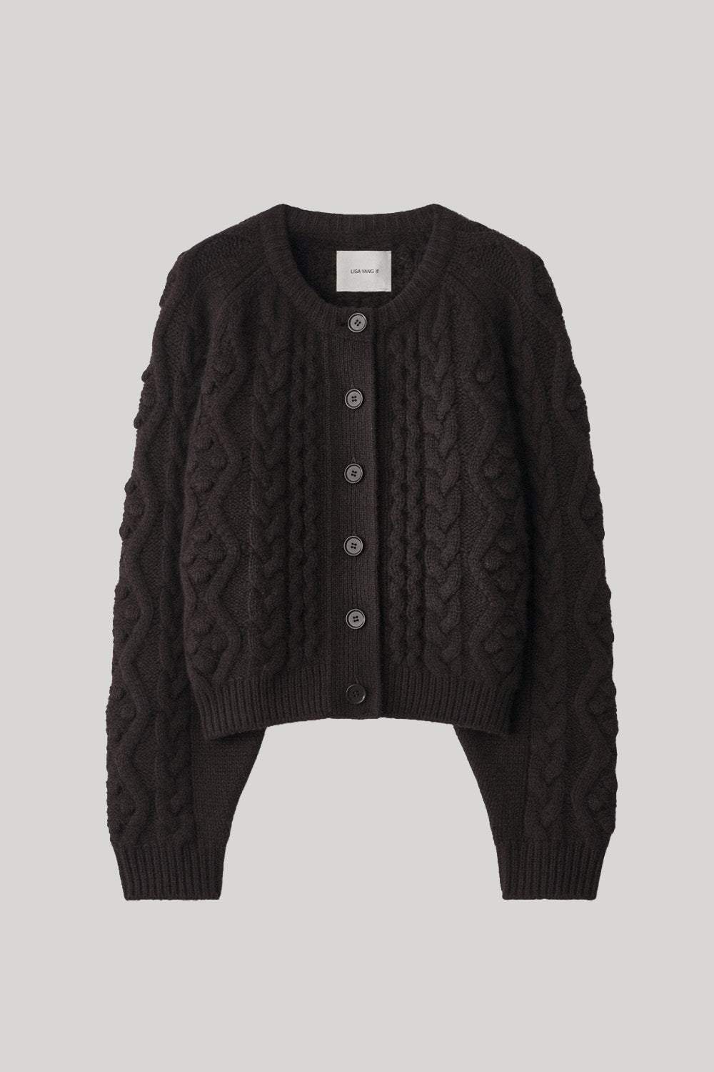 Brown cable knit cardigan