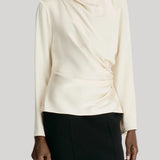 Loulou De Saison | Anya Draped Long Sleeve Top in Ivory