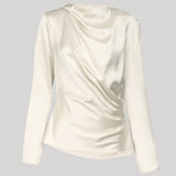 Loulou De Saison | Anya Draped Long Sleeve Top in Ivory