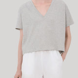 Loulou De Saison | FAAA LDS V-neck T-shirt in Grey Melange