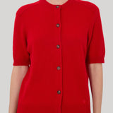 Loulou De Saison | Jodi Short sleeve cashmere cardigan in Red
