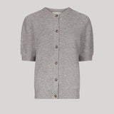Loulou De Saison | Jodi Short sleeve cashmere cardigan in Grey Melange