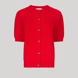 Loulou De Saison | Jodi Short sleeve cashmere cardigan in Red