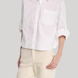 Maria McManus | Button Sleeve Crop Shirt in White