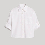 Maria McManus | Button Sleeve Crop Shirt in White