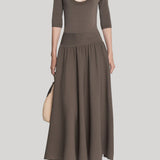 Maria McManus | Double Keyhole Dress in Taupe