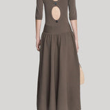 Maria McManus | Double Keyhole Dress in Taupe