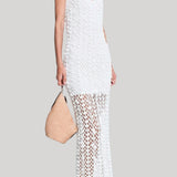 Maria McManus | Pom Pom Macrame Dress in Off White