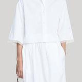 Maria McManus | Cropped Lace Short Sleeve Shirt in White