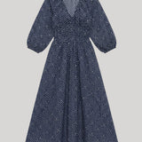 Matteau | Shirred Plunge Button Dress in Bluebell