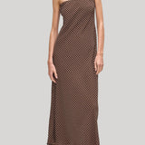 Matteau | Bias Column Dress in Polka Dot in Chocolate