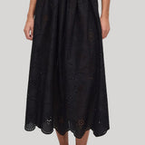 Matteau | Broderie Midi Skirt in Black