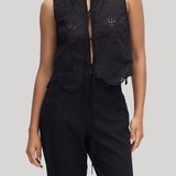 Matteau | Broderie Tie Blouse in Black