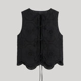 Matteau | Broderie Tie Blouse in Black