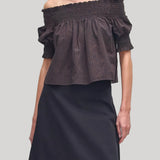 Matteau | Shirred Off Shoulder Blouse in Nantucket