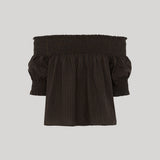Matteau | Shirred Off Shoulder Blouse in Nantucket
