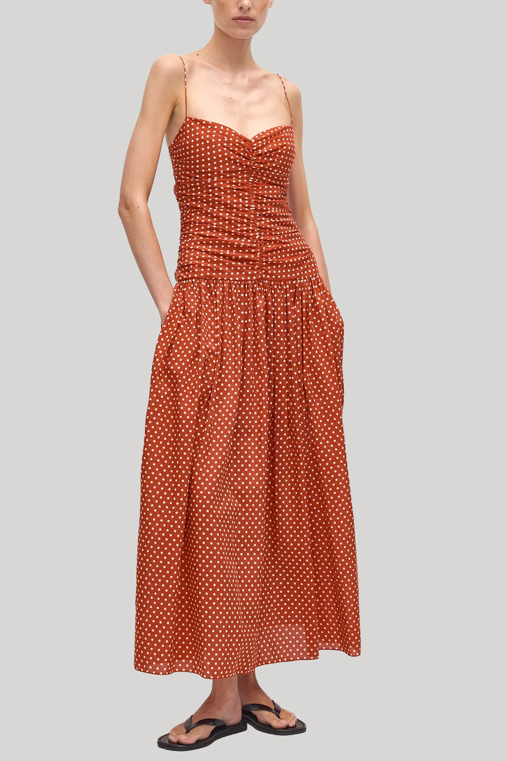 matteau red dress Matteau Pintucked Organic Cotton And Silk-blend Maxi Dress - Women - Burgundy Dresses