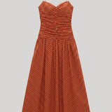 Matteau | Gathered Drop Waist Dress in Tomato Polka Dot