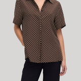 Matteau | Short Sleeve Shirt in Polka Dot (Chocolate)