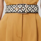 Max Mara | Raffia-Effect Wide Fabric Belt in Black