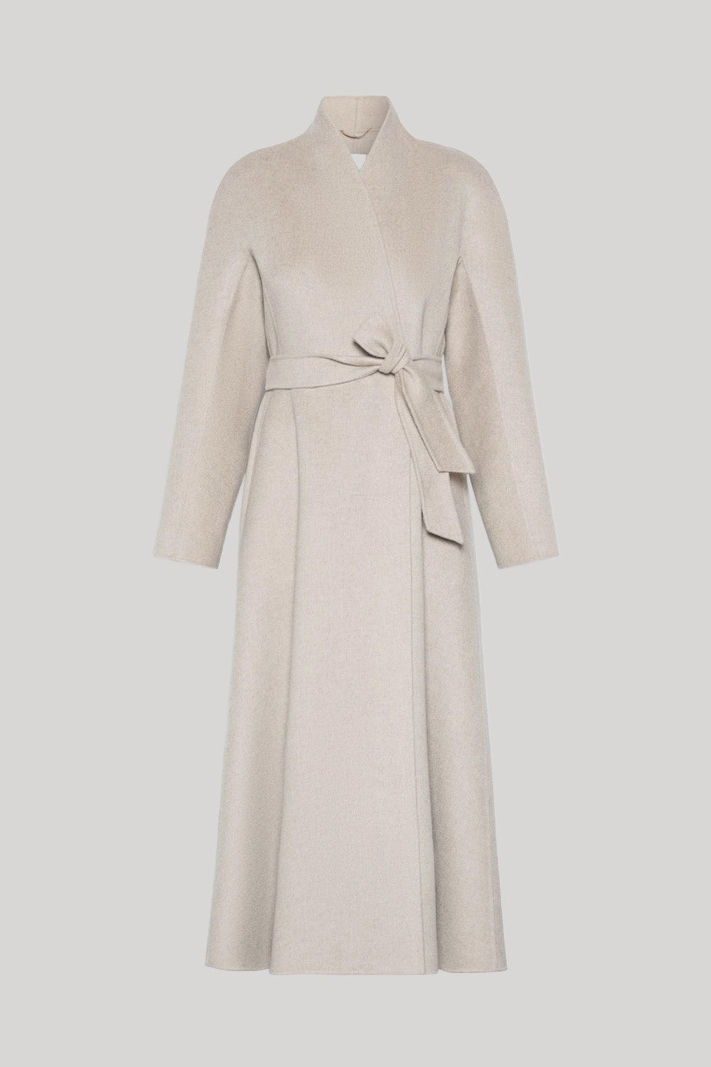 Cashmere midi wrap coat in sand