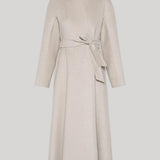 Cashmere midi wrap coat in sand