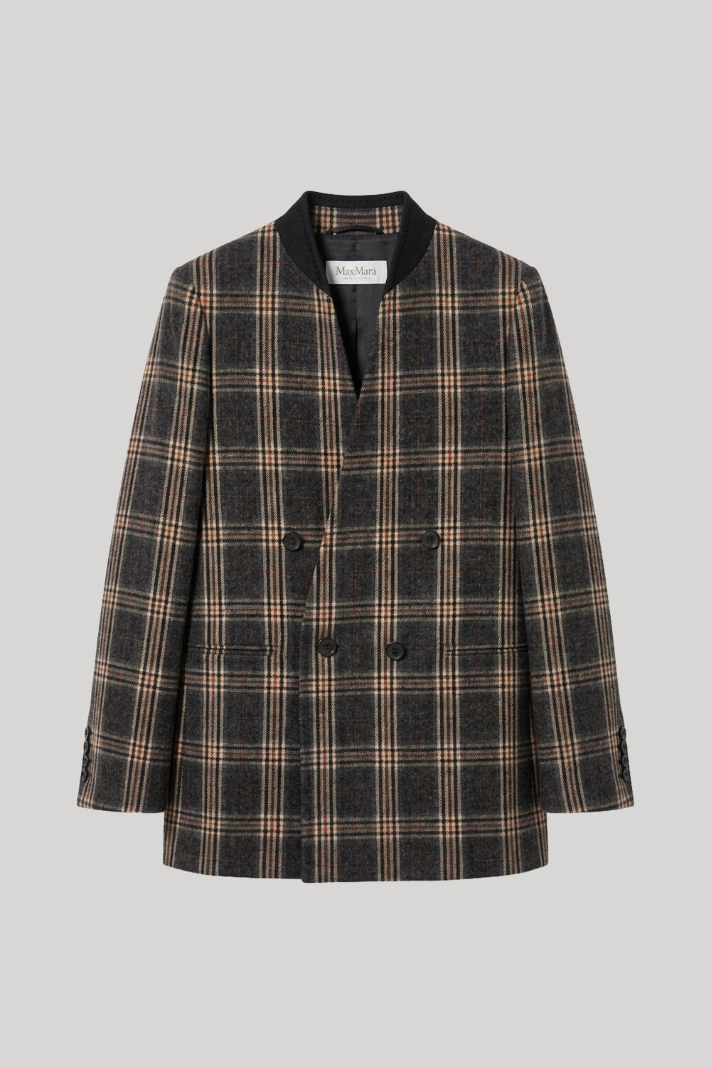 PLAID DOUBLE BREASTED BLAZER