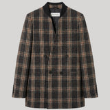 PLAID DOUBLE BREASTED BLAZER