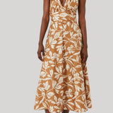 Max Mara | Long Dress in Caramel Printed Poplin