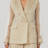 Max Mara | Silk Organza Blazer in Sand