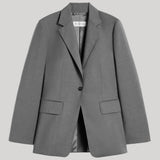 Max Mara | Single-Breasted Woollen Cloth Blazer in Medium Grey