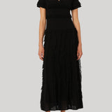 Max Mara | Patterned Viscose Yarn Dress in Black