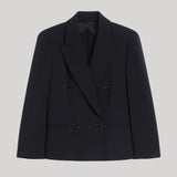 Max Mara | Woollen Cloth Cropped Blazer in Ultramarine