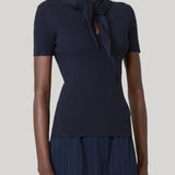 Max Mara | Viscose Crepe Sweater with Scarf Detail in Ultramarine