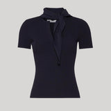 Max Mara | Viscose Crepe Sweater with Scarf Detail in Ultramarine