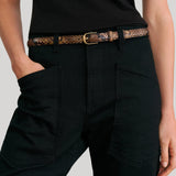 Nili Lotan | Jane Belt in Brown Snakeskin with Antique Gold