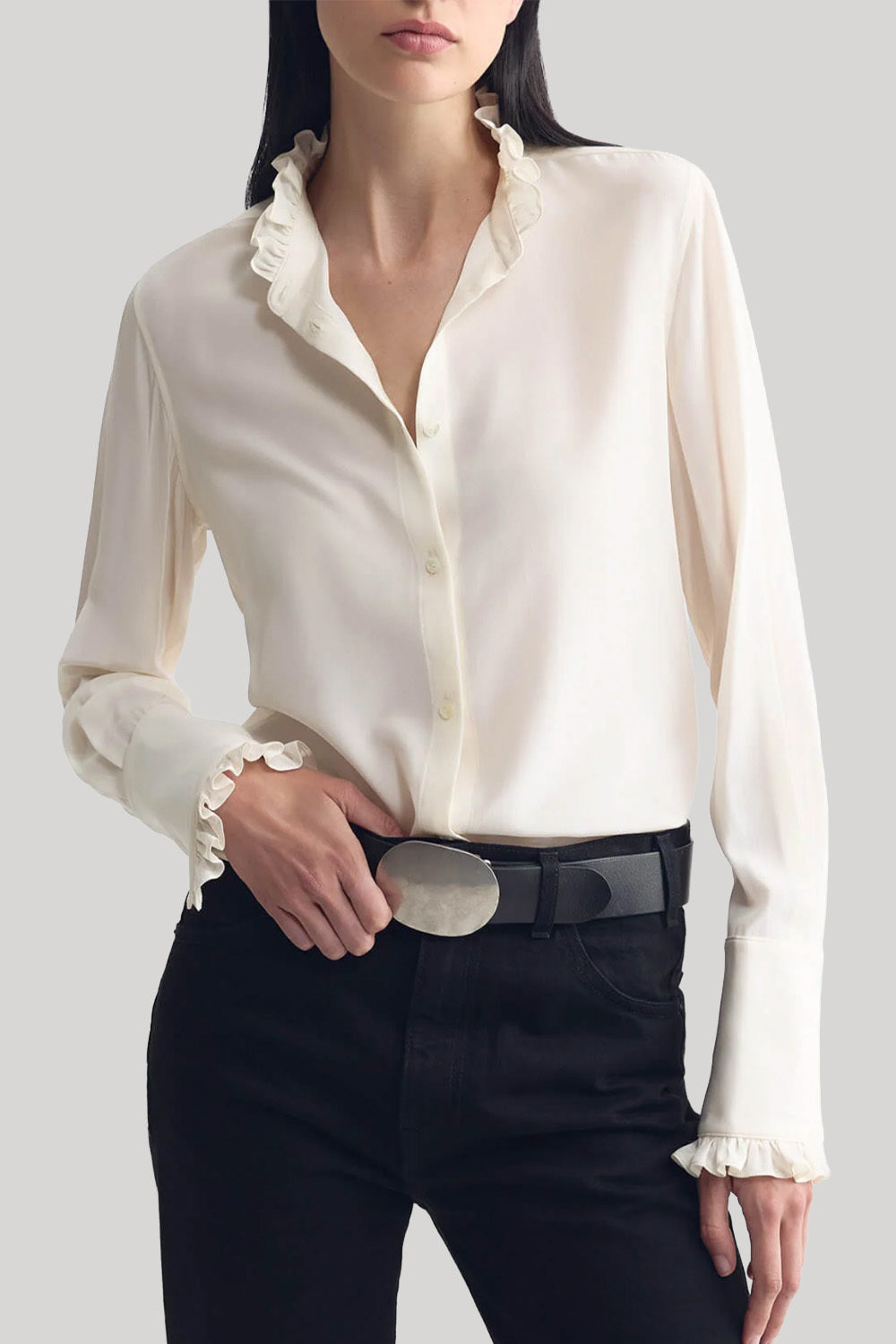 White silk blouse