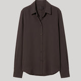Nili Lotan | Gaia Silk Shirt in Chocolate Brown