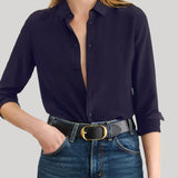 Nili Lotan | Gaia Silk Shirt in Midnight