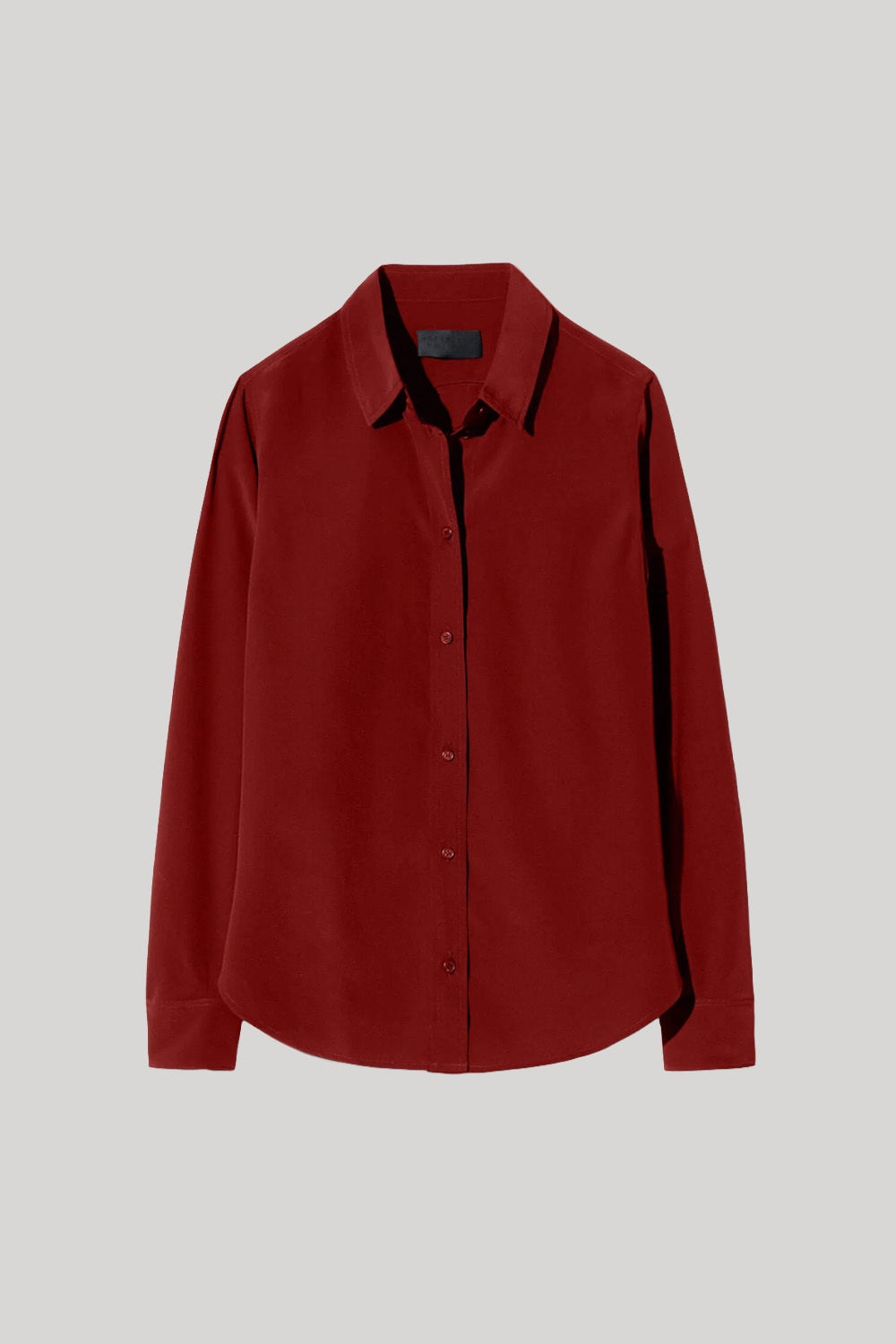 Red silk button down blouse