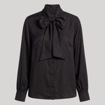Black silk top with tie neck