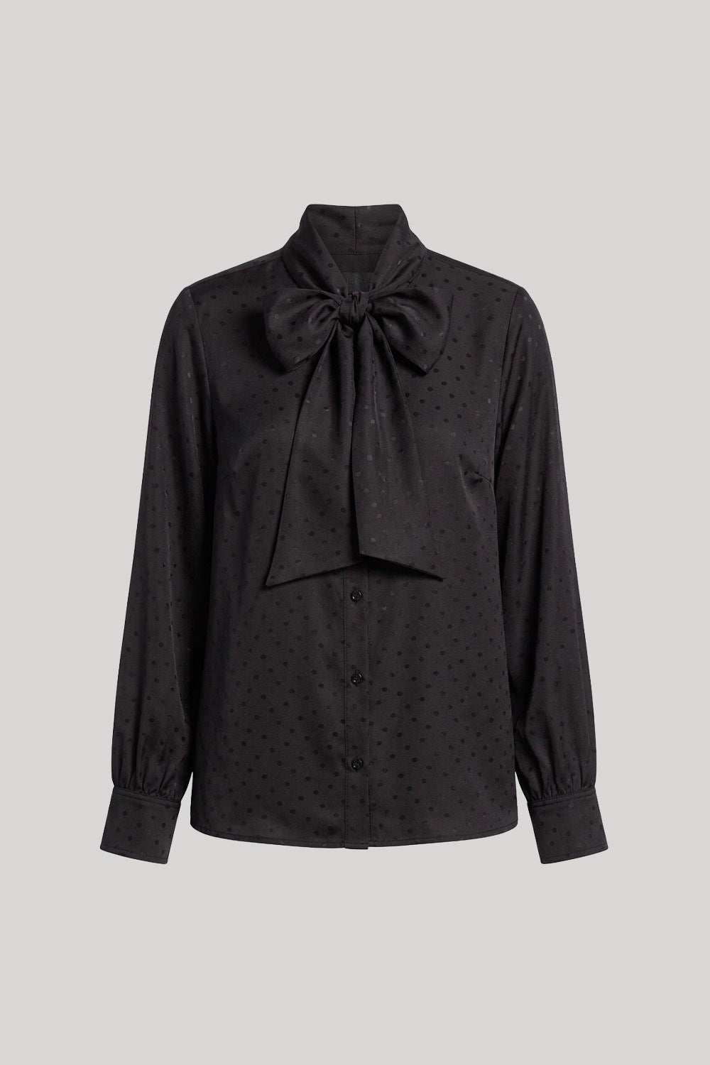 Black silk top with tie neck