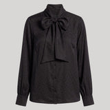 Black silk top with tie neck