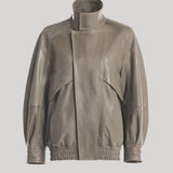 Nour Hammour | Ariste Fluid Leather Jacket in Argile