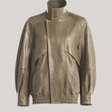 Nour Hammour | Ariste Fluid Leather Jacket in Argile