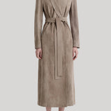 Nour Hammour | Gallery Refined Suede Coat in Clay