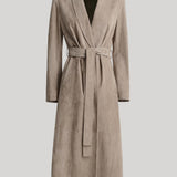 Nour Hammour | Gallery Refined Suede Coat in Clay