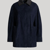 Nour Hammour | Grange Workwear Suede Jacket in Navy