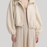 Nour Hammour | Pia Supple Leather Bomber in Ivory