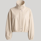 Nour Hammour | Pia Supple Leather Bomber in Ivory